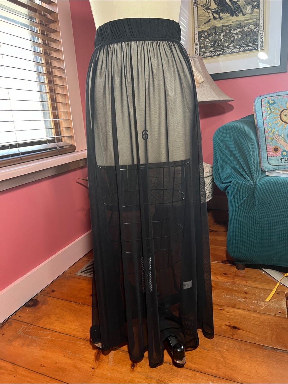 Gypsy Warrior Black Sheer Maxi Skirt with Elastic Waistband